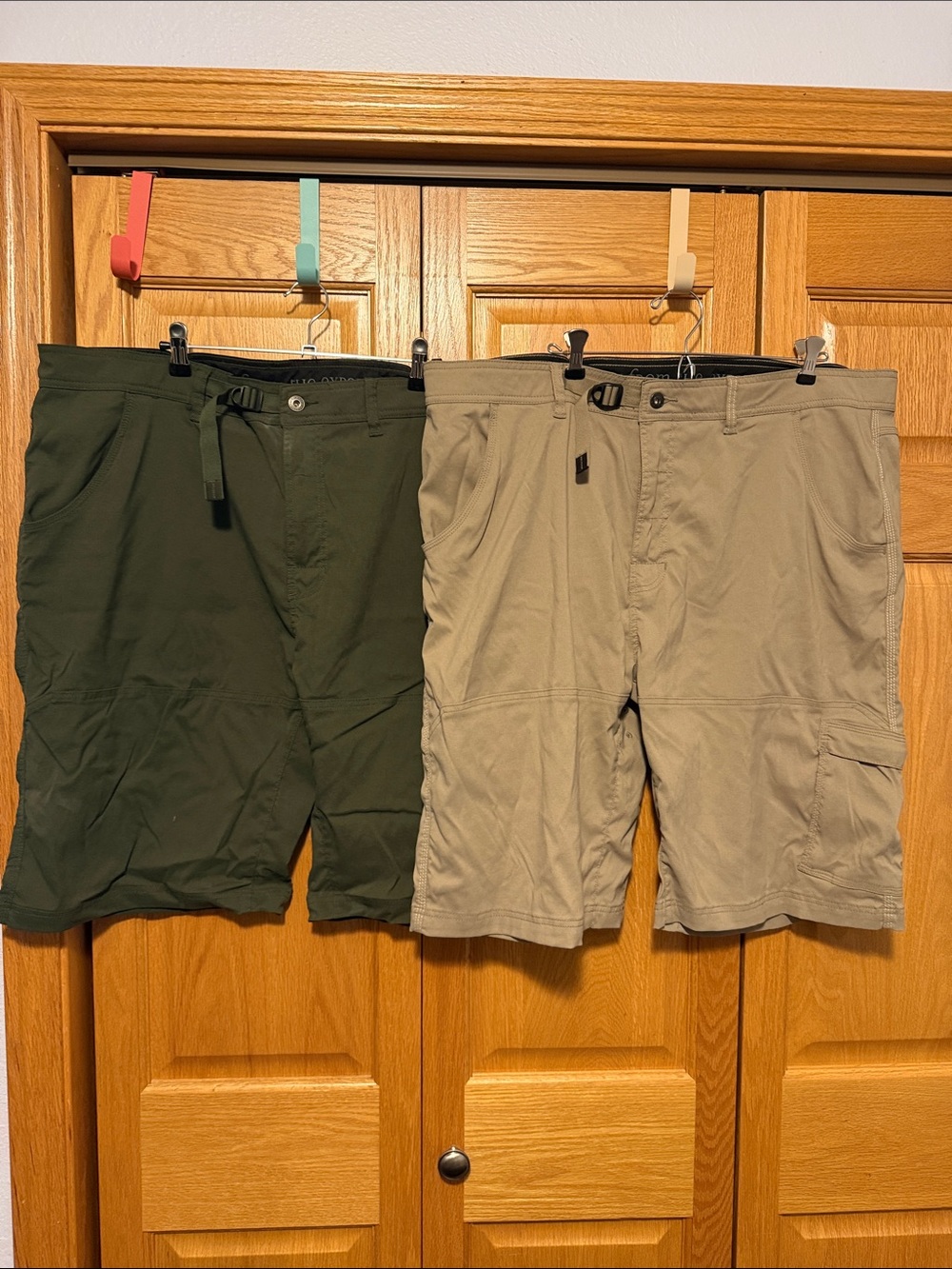 Prana Men's Cargo Shorts in Olive Green & Khaki bundle of 2 42